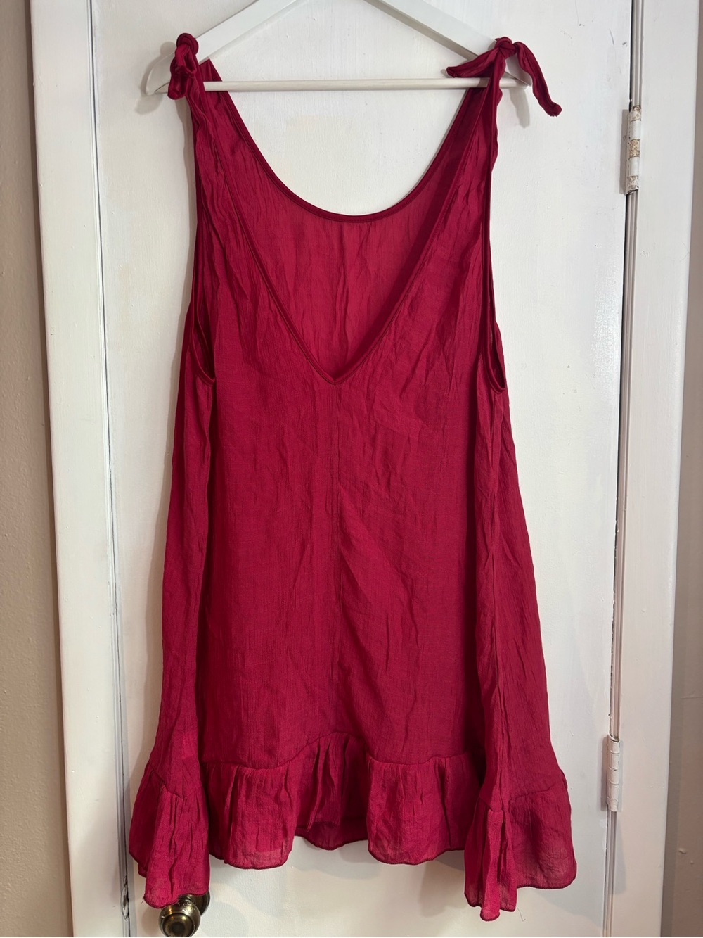 SHEIN Red Tie-Shoulder Swim Cover-Up Dress - Women Swim - Picture 6 of 7